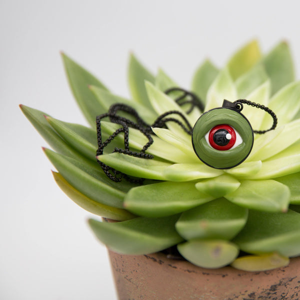 Green Zombie Eye Necklace - miniAttic