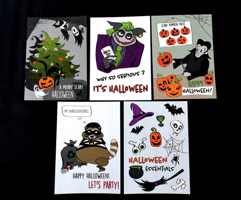 Halloween greeting cards (5 different cards) - miniAttic